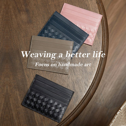 100% Leather Credit Card Men&#39;s Ultra-Thin Brand Business Card Multiple Card Slots Anti-Degaussing Simple fashion Women Card bag