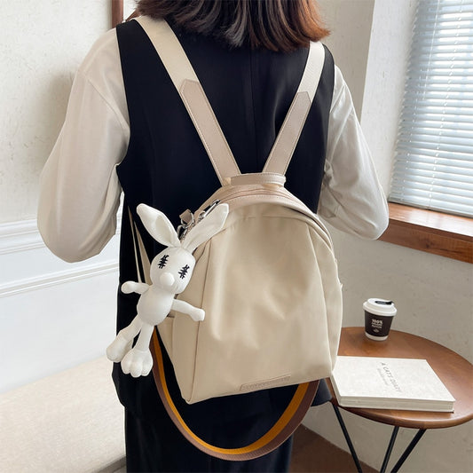 New Fashion Multifunctional Women&#39;s Backpack Korean Style Nylon Ladies Handbag Contrast Wide Shoulder Strap Shoulder Bag