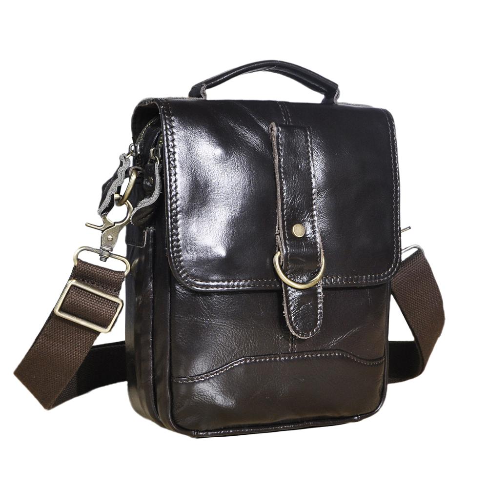 Original Leather Male Design Casual Shoulder messenger bag cowhide Fashion 8&quot; Tote Crossbody Mochila Satchel bag For Men 143-g