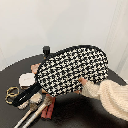 New Houndstooth Cosmetic Bag Female Classic Zipper Small Storage Bag Casual Portable Mini Makeup Canvas Bag