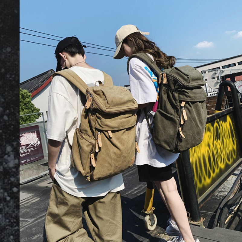 Large Capacity Men Vintage Travel Climb Laptop Backpack Wash Canvas Backpack Male Retro Casual Rucksack Teenagers School Bags