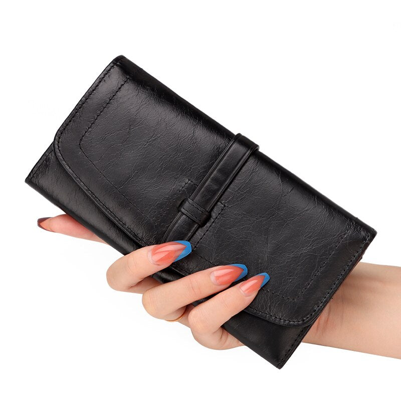 KAVIS Women Wallets Black Fashion Brand Leather Purse Ladies Card Bag For Girls New Clutch Women Female Purse Money Walet Long
