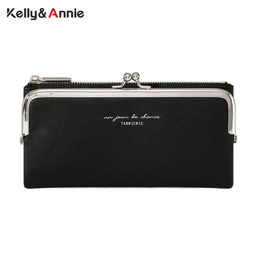 Comfortable Contracted Style Long Wallets For Women Soft PU Leather Coin Purses Ladies Sweet Design Card Holder Purses Cartera