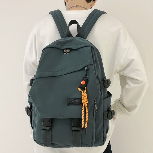 DCIMOR Solid Color Girl Canvas Backpack Fashion Inclined Zipper Men Travel Bag High Quality Cool Women Schoolbag Unisex Bookbag