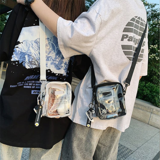 Simple Transparent Pvc Messenger Bag Woman Designer Zipper Square Women&#39;s Shoulder Bag Fashion Street Messenger Bags Women