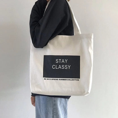 Canvas Zipper Shopping Bag  Large Capacity Conventional Tote Bag Fashion Letter Printing Women&#39;s Shoulder Bag Simple Bags