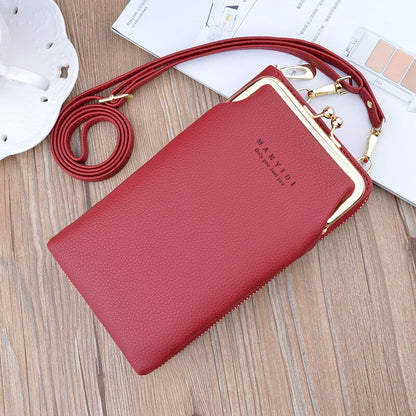 Letter Print Women&#39;s Wallet Pu Leather Shoulder Bag Female Zipper Coin Purses Card Holder Ladies Mobile Phone Handbag Pockets