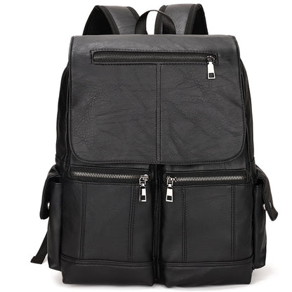 Vintage PU Leather Teenage Backpacks Retro Fashion Schoolbag Man Multifunctional Backpack Men Zipper Designer Large Capacity Bag