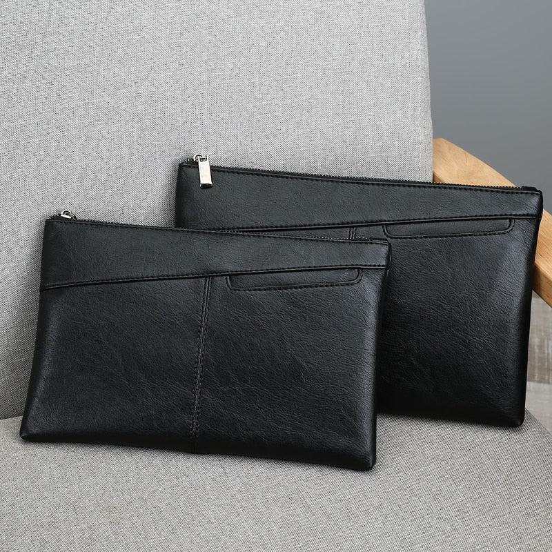 New Fashion Leather Men&#39;s Clutch Bag Handbag Brand PU Leather Bag Classic Black Large Capacity Envelope Bag