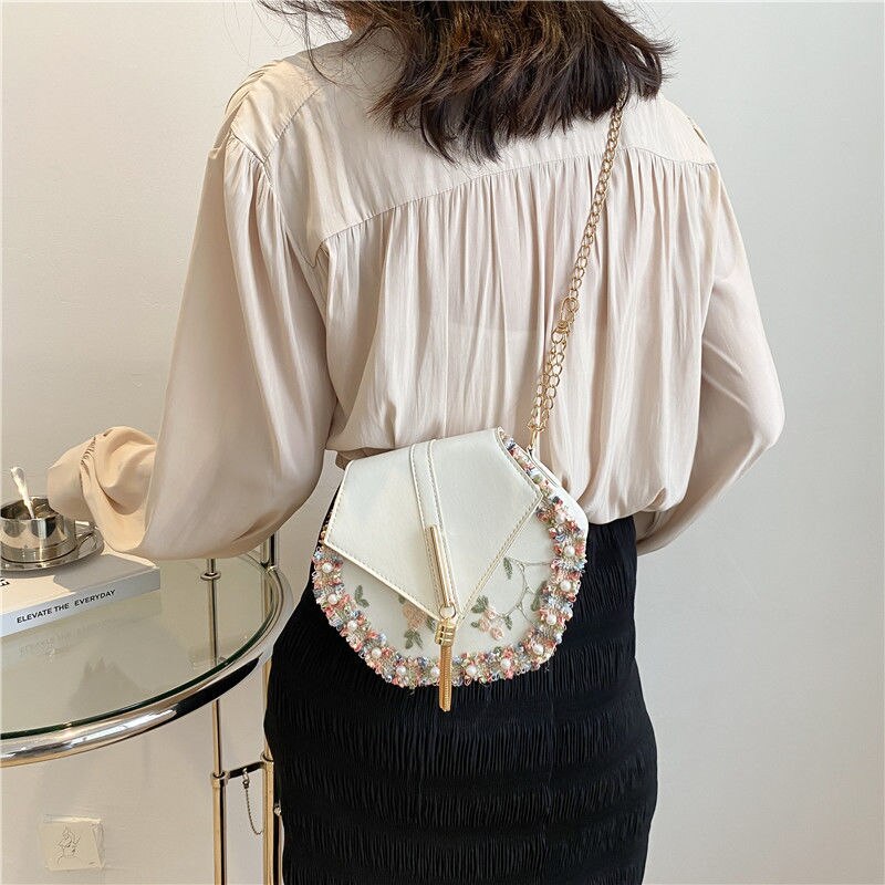 Women Shoulder Bags Embroidery Tassel Cross Body Chinese Style Fashion Retro Chain Bag Womens Elegant Sweet Ins Messenger Chic