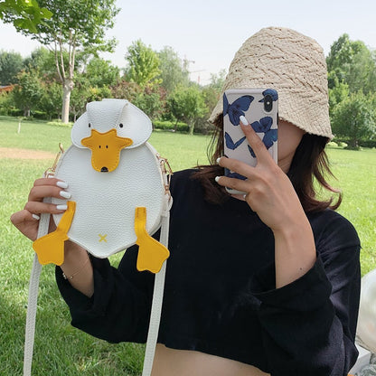 Women Duck Shape Bag Contrast Color Crossbody Female Soft PU Leather Shoulder Bag Girls Cute Cartoon Duck Handbags And Purses