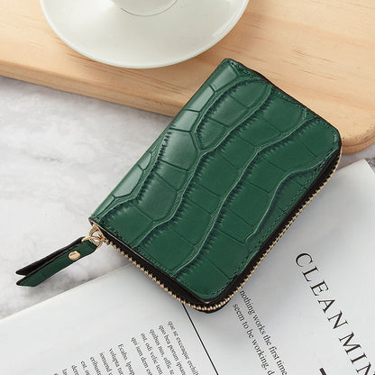 Crocodile Women Business Card Holder Men PU Leather Black Brown Green Eed Credit Card Wallet Bag Zipper ID Bank Card Holder Case