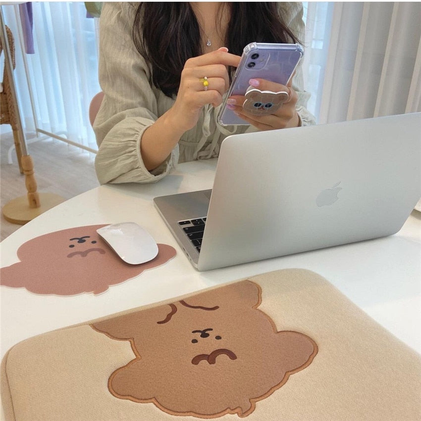 11 13 inch Laptop Tablet Case Korean Bear Dog Pouch For Macbook Air Pro Retina 9.7 10.8 13.3 15 15.6 Inch Ipad Inner Sleeve Bag