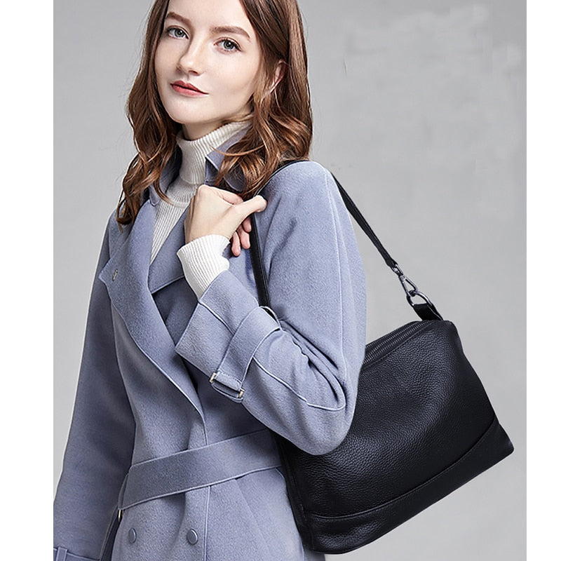 Arliwwi Genuine Leather Shoulder Bag Women&#39;s Luxury Handbags Fashion Crossbody Bags for Women Female Tote Handbag G12