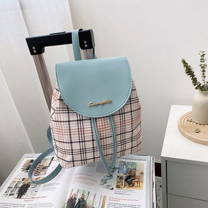 Mini Backpack Crossbody Bag For Teenage Girl Plaid Women Shoulder Phone Purse Korean Style New Trendy Female