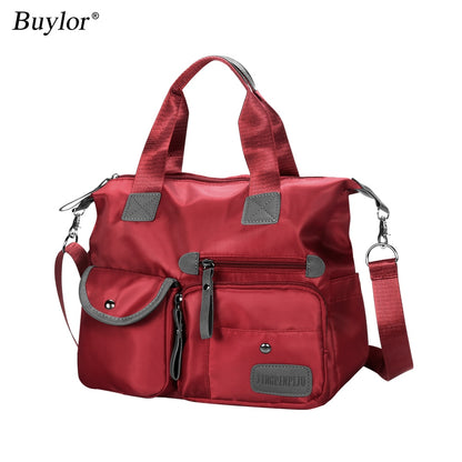 Buylor Nylon Women Shoulder Bag Fashion Handbags Waterproof Crossbody Bag Large Capacity Multifunctional Tote Travel Messenger