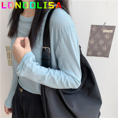 Ladies Nylon Shoulder Bag INS Women Large Capacity Shopper Tote Handbag Casual Korean Female Shopping Messenger Neutral  Sac