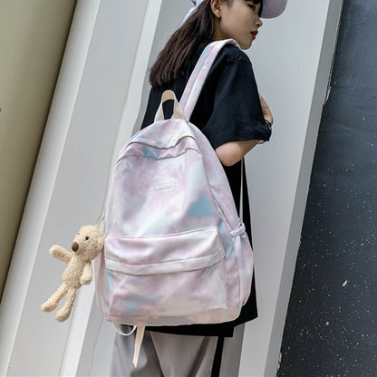 New Tie-dye Canvas Women Backpack Female Lovely Travel Bag Teenage Girls High Quality Schoolbag Lady&#39;s Knapsack Small Book Bag