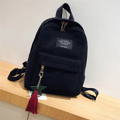 Fashion Woman Mini Simple Corduroy Backpacks Campus Style Knapsack Capacity Double Shoulder Bag School Corduroy Backpack