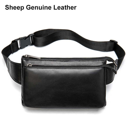 MVA Men&#39;s Waist Bag Belt Waist Packs Sheep genuine Leather Waist Bag For men/women Fanny Pack Belt Bum/Hip men&#39;s belt bags  8879