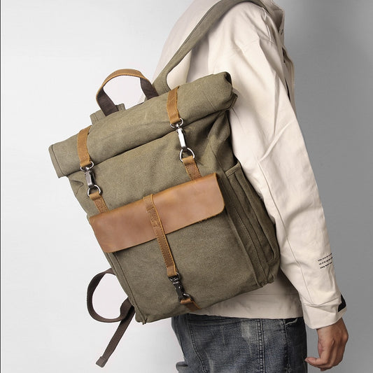 Fashion Vintage Men&#39;s canvas Laptop Backpack Male Casual Backpack School Bag Large Capacity Travel Mountaineering Bag