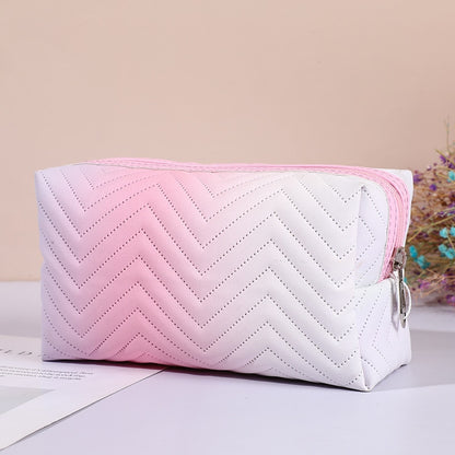 PURDORED 1 Pc Gradient Color Makeup Bag for Women Zipper Velvet Cosmetic Bag Pouch Travel Large Female Make Up Pouch Necessaries