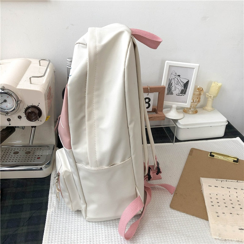 EST Women Backpack New Kawaii Patchwork Female Large Capacity Waterproof Nylon Shoulders School Bag Preppy Mochila Bolsa