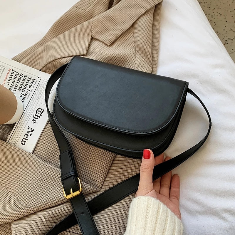 Saddle Bag Small PU Leather Crossbody Bags for Women Winter Shoulder Chest Bag Fashion Ladies Handbags and Purses