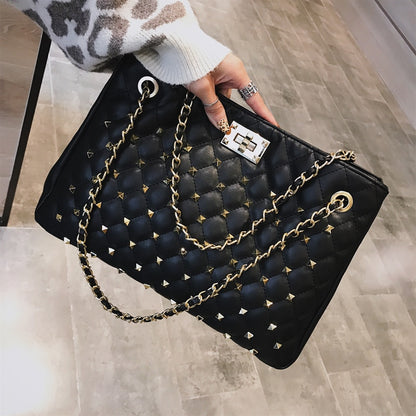 Large Capacity Rivet Fashion Tote Luxury Channels Handbags Women Leather Bags Designer Bolsos Mujer Shoulder Clutch Bag Female