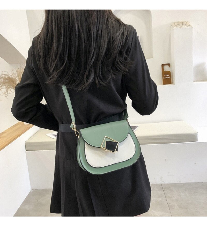 Contrast color Leather Crossbody Bags For Women Travel Handbag Fashion Simple Shoulder Simple Bag Ladies Cross Body Bag