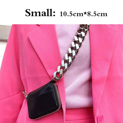 Luxury Women Totes Ins Thick Metal Chain Shoulder Bag Bike Wallet Mini Bag Coin Purse Fashion Women Pack Leather Crossbody Bags