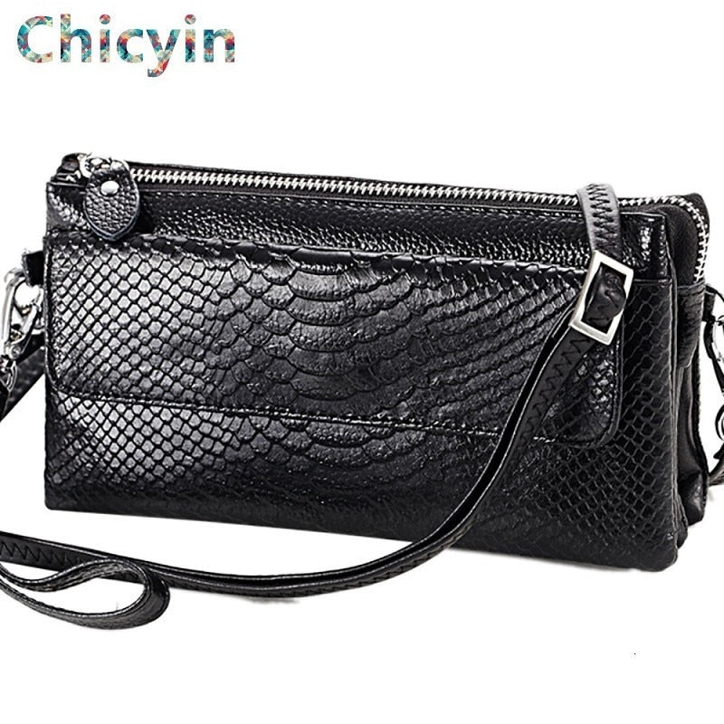 Women Evening Bag Genuine Leather Coin Purse Phone Pocket Lady Handbag Clutch Wallet Female Shoulder Messenger Bag Minaudiere