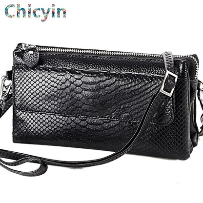 Women Evening Bag Genuine Leather Coin Purse Phone Pocket Lady Handbag Clutch Wallet Female Shoulder Messenger Bag Minaudiere