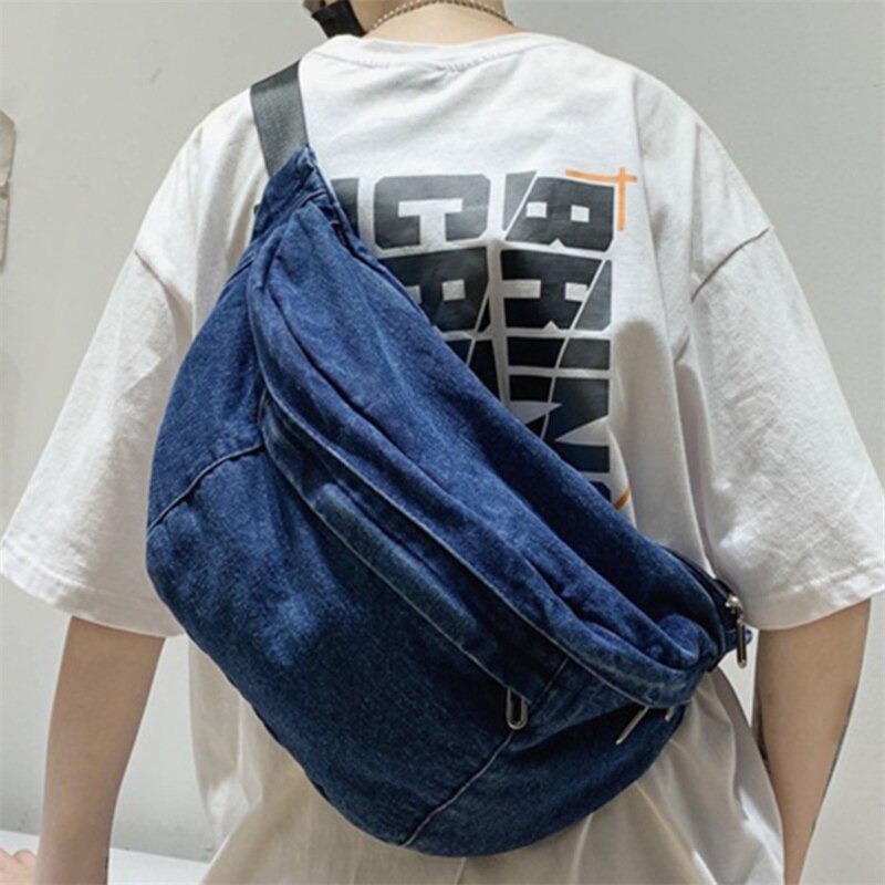 Unisex Crossbody Bag Shoulder Bags Girls New Denim For Women Large Capacity Messenger Bag Hip Hop Solid Color Belt Bags