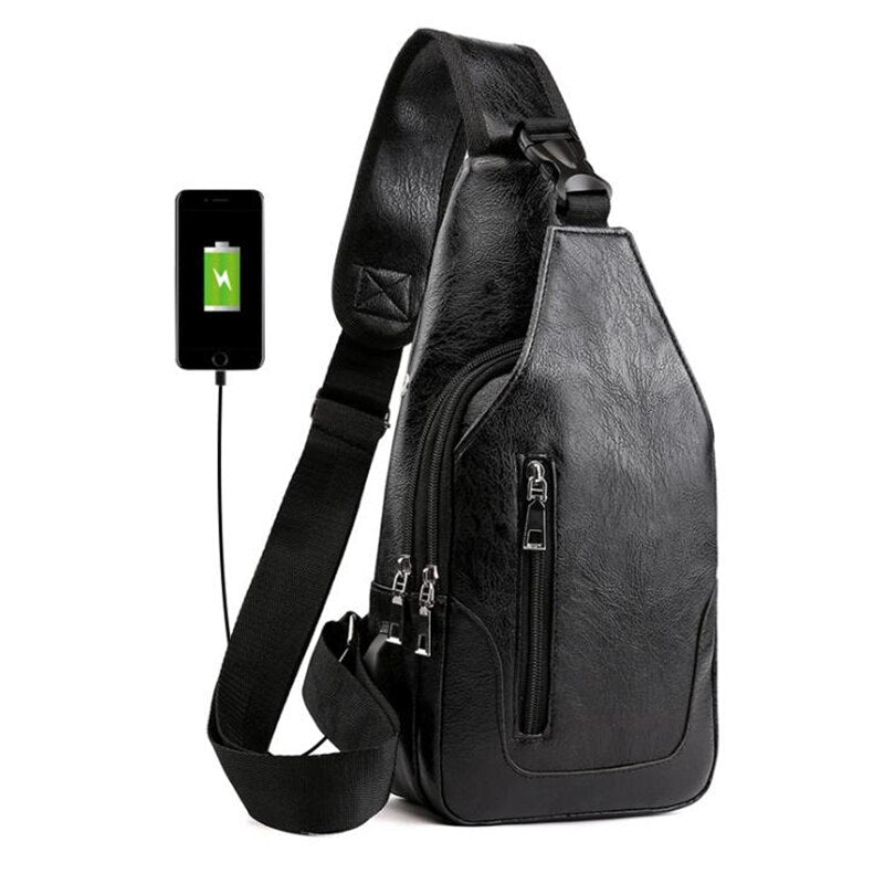 Male Shoulder Bag USB Charging Crossbody Chest Bag For Men Anti Theft Chest Waist Pack Trip Messenger Bags Single Strap Back Bag