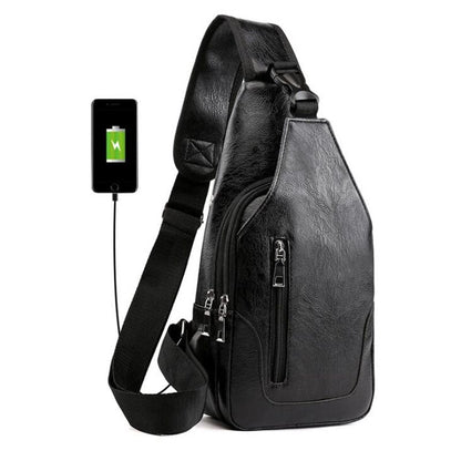 Male Shoulder Bag USB Charging Crossbody Chest Bag For Men Anti Theft Chest Waist Pack Trip Messenger Bags Single Strap Back Bag