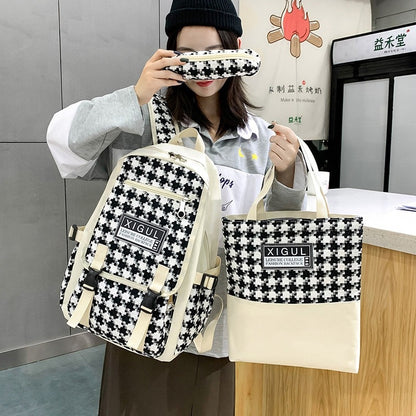 3-Piece Set Ladies Backpack Women Backpack Fashion Girl School Bag Retro School Bag Girl School Bag Canvas Backpack