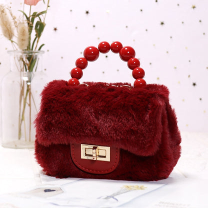 Kids Mini Purses and Handbags Faux Fur Crossbody Bags for Women Coin Wallet Girls Party Hand Bags Baby Money Clutch Bag