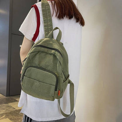 Classic Basic Backpacks Women Couples Unisex Preppy Book Environmental Canvas Simple Chic Small All-match College Multi Pockets