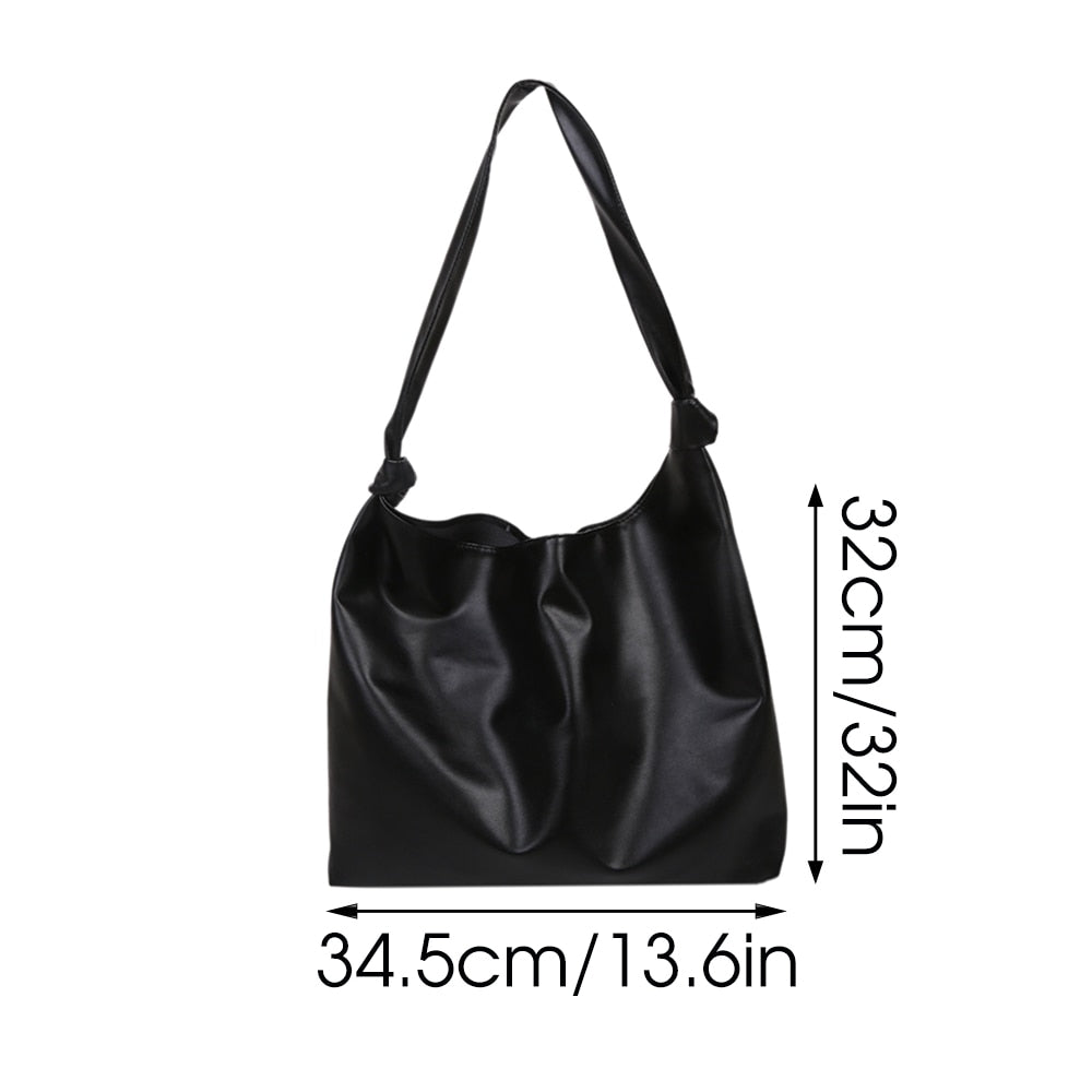 Winter Large Handbag Vintage PU Leather Shoulder Bags Fashion Solid Shopping Tote for Women Designer Travel Crossbody Bag
