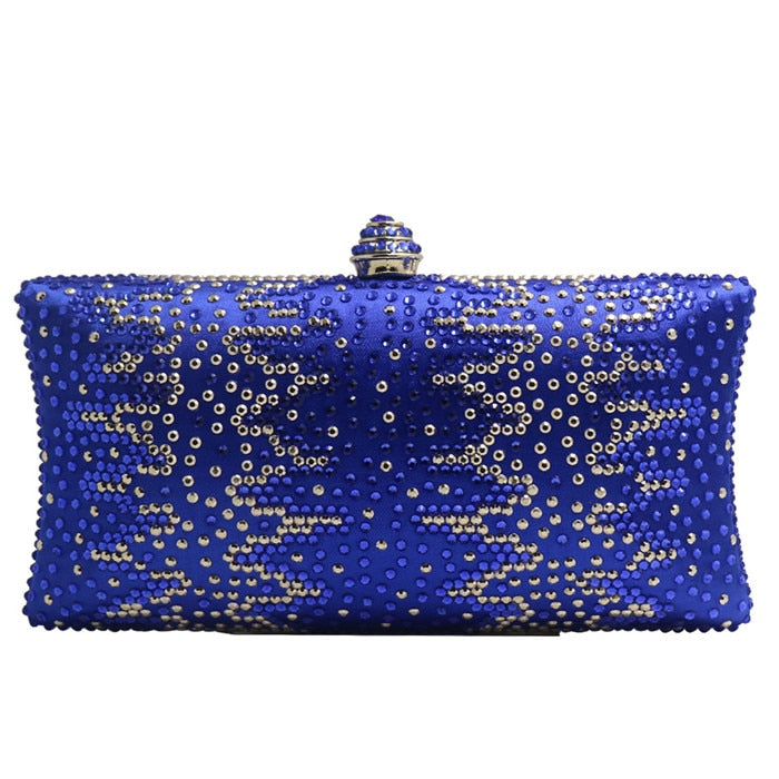 Factory Wholesale Purple Womens Evening Bag with Rhinestone Crystal Clutch Purse