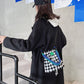 Women Shoulder Bags Vintage Checkerboard Hit Color Messenger Bag Women Drawstring Crossbody Bags Female Canvas Handbag