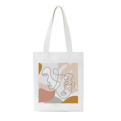 Korea Ulzzang Ins large capacity casual shopper bag fashion school bag Harajuku women shoulder bag art abstract face canvas bags