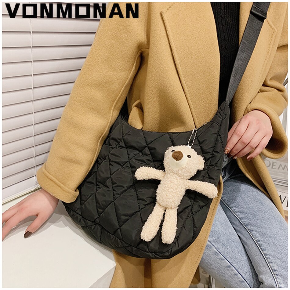 Fashion Padded Woman Handbag Purses Space Pad Cotton Crossbody Bag Soft Female Shopper Bag Lady Winter Big Quilted Sac A Main