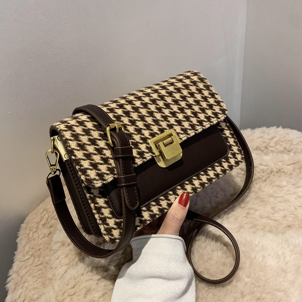 New Women Houndstooth Shoulder Bags Fashion Handbags Crossbody Bags Ladies Messenger Bag