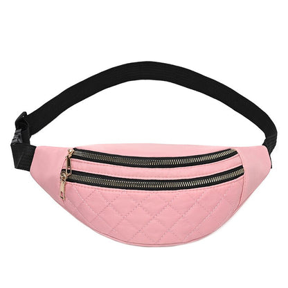 Plaid Women&#39;s Waist Bag PU Leather Belt Bags Designer Shoulder Crossbody Chest Bag Female Fashion Banana Hip Purse