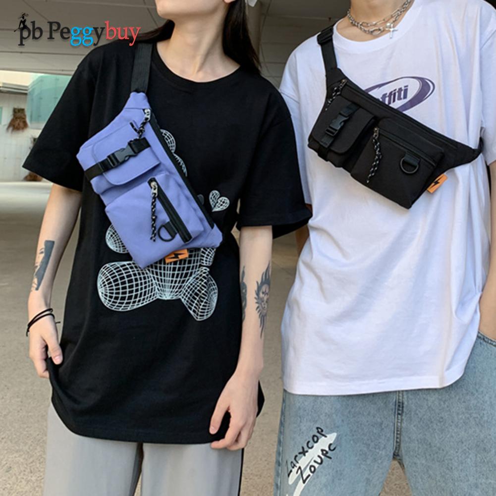 Men&#39;s Shoulder Slanted Bag New Big Capacity Retro Women Pure Color Oxford Cloth Crossbody Chest Bag Casual Ladies Waist Pack