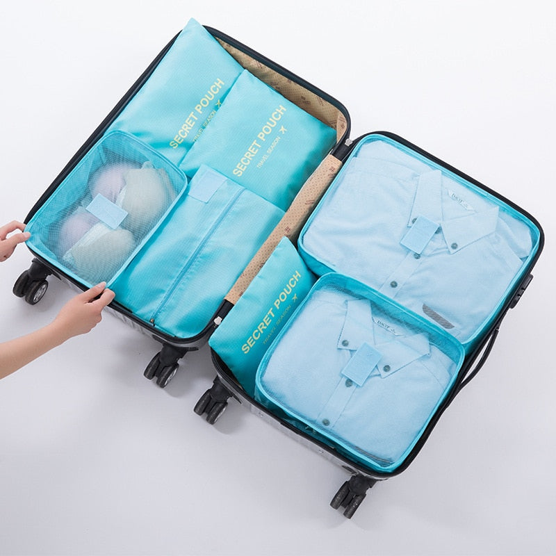 Travel storage 6-piece storage bag underwear shoes 6 storage bag Oxford waterproof cloth luggage storage and distribution