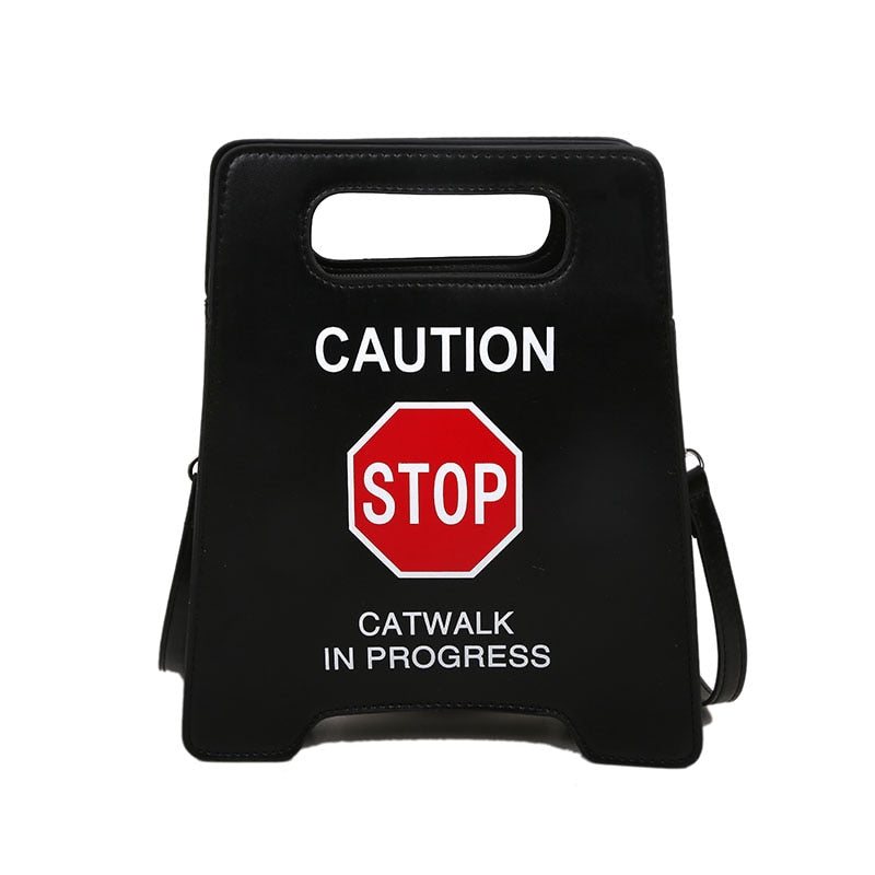Young Girl Crossbody Bag Creative Caution Letters Sign Handbag Cute Fluorescence Color Shoulder Bags For Women Clutches