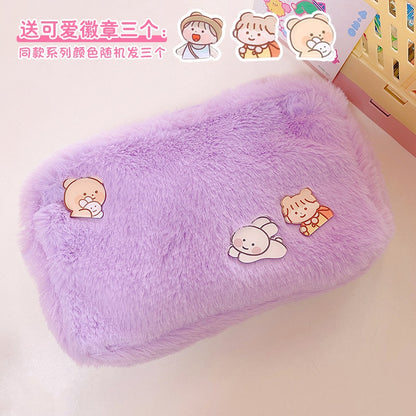 New Korea Fashion Women Pearl Cosmetic Bag  Japanese Cute Ins Bear Dog Pencil Makeup Storage Organizer Bag Pouch For Girls Bag